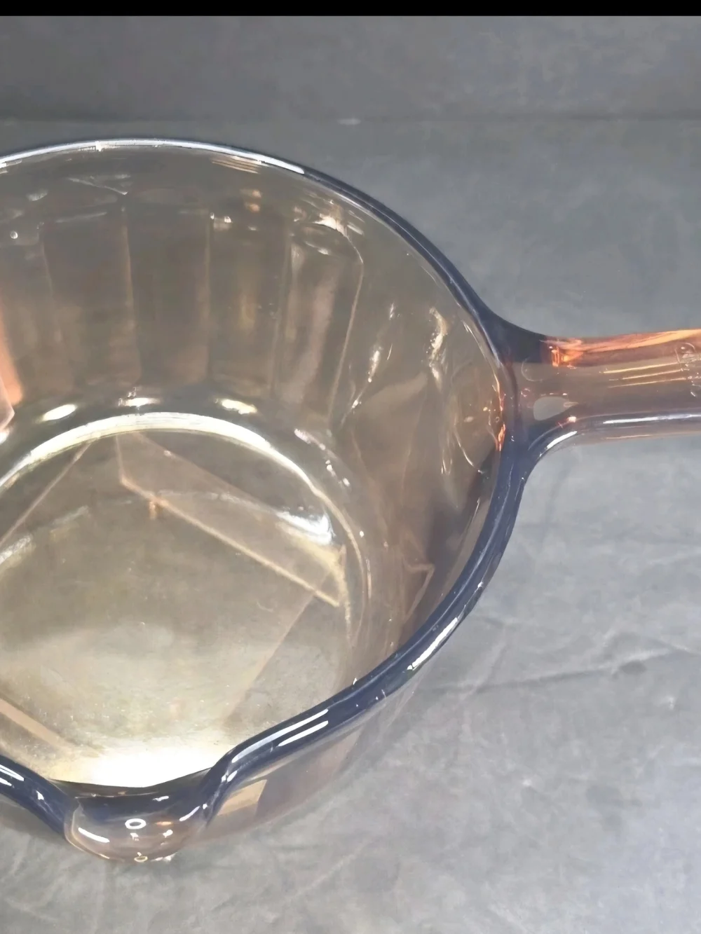 Corning Ware Vision Amber Glass Cookware 1L Sauce Pan Pot  Ribbed Sides